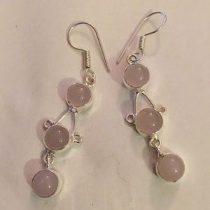 925 pink quartz earring